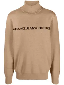 Джемпер с высоким воротником и логотипом Versace Jeans Couture, нейтральный