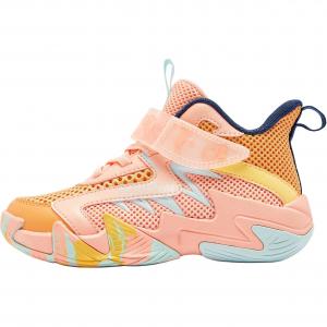 Баскетбольные кроссовки средней высоты с противоскользящей амортизацией для детей от 3 до 7 лет QIAODAN, розовый/оранжевый