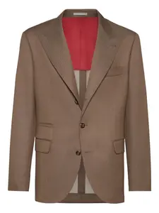 Шерстяной блейзер с заостренными лацканами Brunello Cucinelli, коричневый