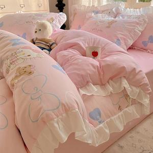 Disney Комплект постельного белья 1,2 м, 3 предмета, для матраса 150x200 см, кружевной бант-бабочка Kaiti