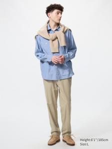 Брюки relaxed из смеси льна Uniqlo, 32 beige