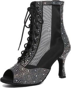 Женские танцевальные туфли Minishion с кристаллами для бальных танцев, модные вечерние ботильоны для выпускного