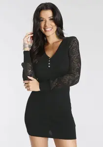 Трикотажное платье Melrose с кружевными рукавами, черный