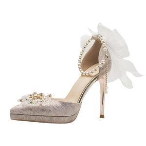 Женские туфли на тонком каблуке и высоком каблуке BIGTREE, Silver 8Cm