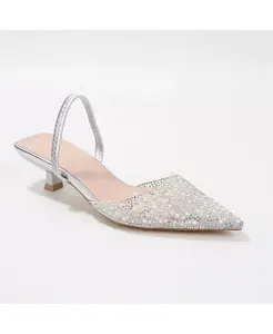 Туфли Mara Slingback с жемчугом и стразами Berness, серебро