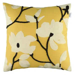 Декоративная подушка из коллекции SCHÖNER WOHNEN Fleur, вышитая, с высоким содержанием хлопка Schöner Wohnen-Kollektion, Gelb + geblümt