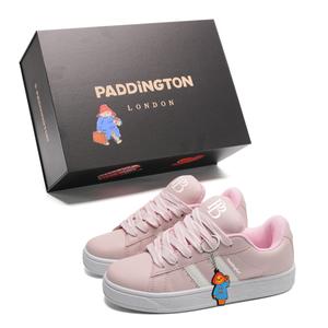 Paddington Bears Износостойкие и легкие низкие скейтерские кроссовки унисекс розово-белые с бесплатной застежкой в виде медвежонка Паддингтона
