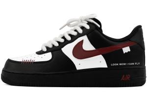 Nike Женские низкие кроссовки для скейтбординга Air Force 107, износостойкие, с возможностью увеличения высоты, черный с белыми элементами