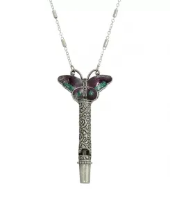 Женский оловянный свисток с фиолетово-зеленой эмалевой подвеской в виде бабочки 2028, purple