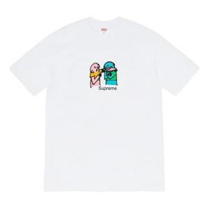 Футболка fw19 week 17 bite tee cartoon graffiti printing short sleeve white Supreme, белый