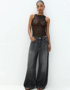 Боди из кружева Pull&Bear черного цвета