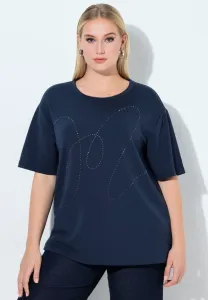 Футболка с принтом из страз. Ulla Popken, Marine
