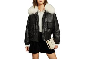 ELLE Пуховик женский Black Fur Collar Thickened Others