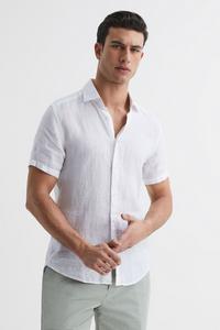 Праздничная льняная рубашка приталенного кроя Reiss, белый