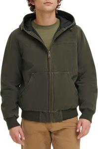 Мужская рабочая куртка-бомбер Levi's из хлопчатобумажной ткани с капюшоном (стандартные размеры, большие и высокие), Olive Quilted