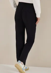 Брюки средней посадки с зауженными штанинами, повседневного кроя. Cecil, Black