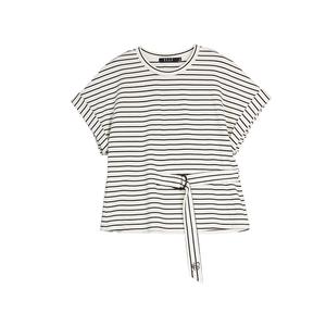 ELLE Футболка женская в полоску с круглым вырезом и зауженная в талии