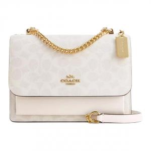 COACH Кроссбод Klare Signature Coated Canvas, маленькая женская сумка через плечо белый и бежевый