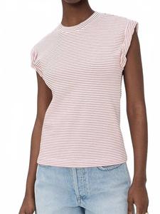 Оливия футболка с закатанными рукавами в белую рубиновую полоску PISTOLA