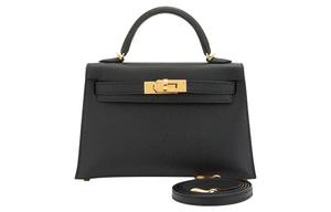 HERMES Мини келли 2 поколения epsom кожа сумка келли, сумка через плечо, кроссбоди, женская сумка мини noir black