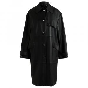 Кожаный тренч с серебристой отделкой BOSS, черный