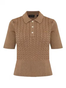 Поло вязаное косичкой Lacoste, коричневый