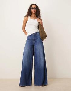 Джинсы-палаццо ASOS DESIGN широкого кроя темно-синего цвета