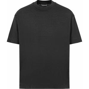 Футболка из плотного джерси с тисненым логотипом EMPORIO ARMANI, черная