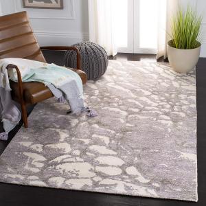 SAFAVIEH Restoration Vintage Collection ковер 153 x 244 см - Purple & Ivory, ручной работы современный абстрактный из шерсти и вискозы, идеален для помещений с высокой проходимостью в гостиной, спальне (RVT112V)