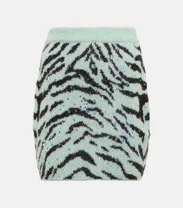 Мини-юбка из жаккарда с декоративным узором Alessandra Rich, Mint