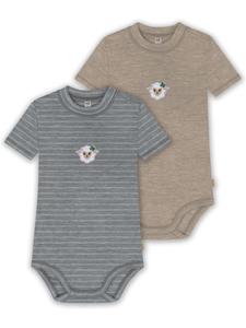 Normani Outdoor Sports Комплект из 2 детских боди с короткими рукавами из мериносовой шерсти серо-бежевого цвета