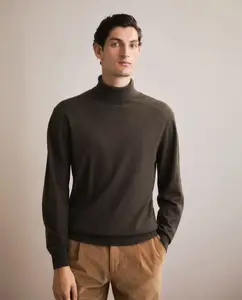 Мужской свитер с высоким воротником из однотонной мериносовой шерсти Emidio Tucci, индиго