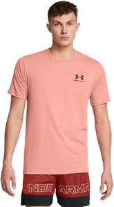 Мужская спортивная футболка Under Armour с коротким рукавом на левую грудь, (696) Canyon Pink/