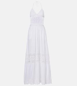 Филейное кружевное платье макси на бретелях Anna Kosturova, белый