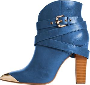 Женские металлические ботильоны с заостренным носком FOWT, на высоком каблуке, с ремешком и шнуровкой, стиль ковбой, модная обувь, размеры 4-16 США, Blue