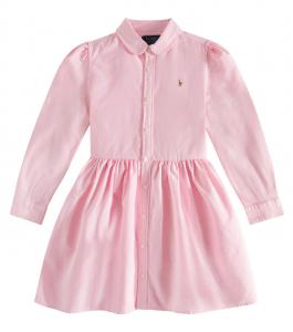 Хлопковое платье-рубашка Polo Ralph Lauren Kids, Bath Pink