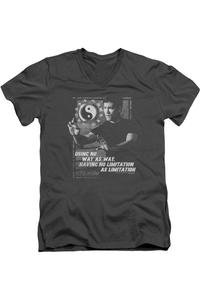 Футболка из хлопка премиум-класса с коротким рукавом и V-образным вырезом для взрослых с надписью «Bruce Lee No Way As A Way» Gildan, цвет charcoal