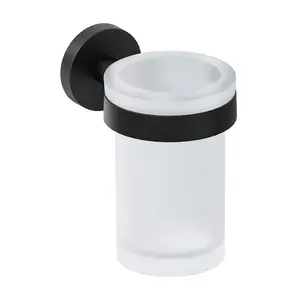 Начало Стеклянный настенный держатель для зубных щеток Cosmic, матовый черный