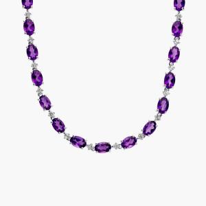 Ожерелье Eternity с овальным аметистом и белым топазом из стерлингового серебра Blue Nile