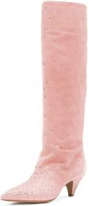 Женские ботильоны XYD с драгоценными камнями, праздничные элегантные туфли с низким каблуком, заостренным носком, свободного кроя, зимние ботинки со стразами, Pink-2