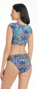Купальный топ Bleu Rod Beattie By the Sea Tie Front Cap Sleeve Top, цвет Navy Multi