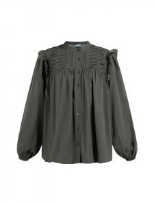 DreiMaster Женская блузка с длинными рукавами темно-оливкового цвета