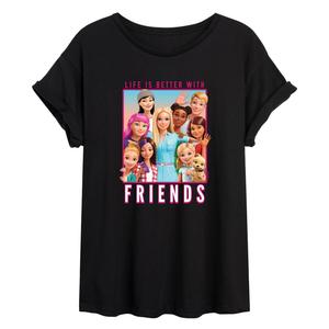 Футболка с струящимся рисунком Barbie Friends для юниоров Licensed Character