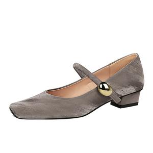 Туфли Мэри Джейн на массивном каблуке для женщин YAFEI XUANYU, Khaki