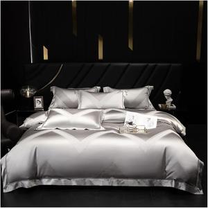 YUSIWOAL Комплект постельного белья из египетского хлопка 1000TC, серебристый сатин жаккард, классический дизайн