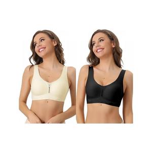 2 упаковки женских спортивных бюстгальтеров без косточек, легкие дышащие бюстгальтеры для тренировок, йоги и упражнений ALLEGRA K, цвет Off White Black