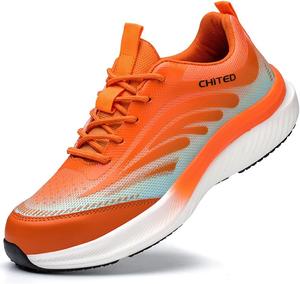 Унисекс дышащие ботинки с стальным носком, против проколов, с мягкой подошвой, против скольжения, сверхлегкие, для промышленного и строительного использования Lmprock, оранжевый