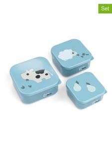 Done by deer Набор из 3 ланч-боксов «Маленькая ферма» светло-голубого цвета
