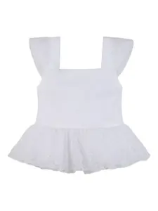 Кружевной топ с квадратным вырезом Givenchy Kids, белый