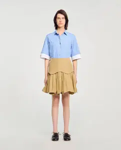 Короткая юбка с рюшами Sandro, бежевый